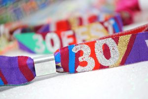 woven fabric festival 30th birthday party wristbands