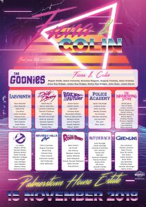 80s movies neon synthwave retro wedding table plan