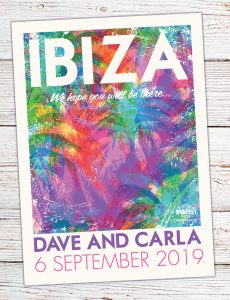 Ibiza Vintage Poster Postcard destination Wedding Invitations