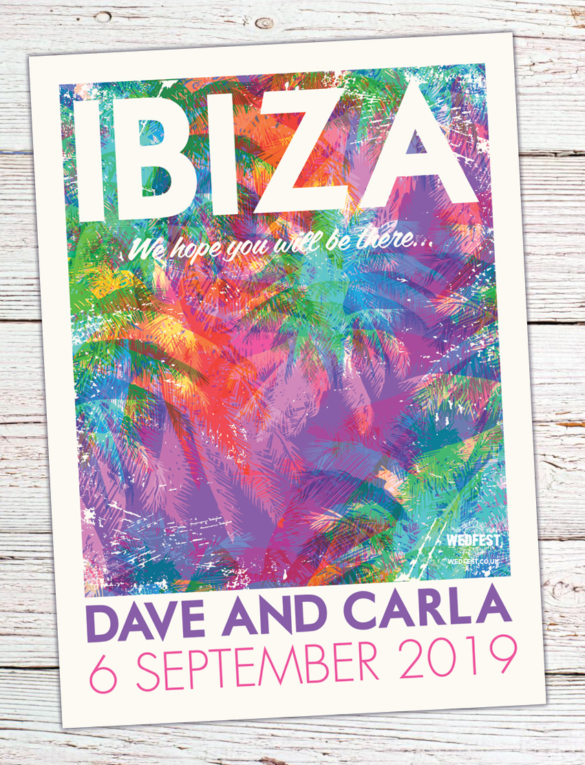 Ibiza Vintage Poster Postcard destination Wedding Invitations
