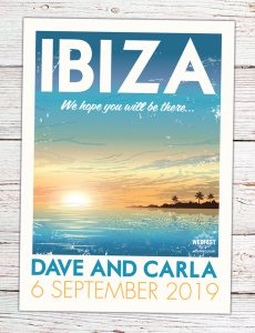 Ibiza Vintage poster Wedding Invitation