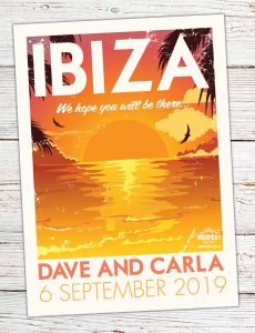 Ibiza sunset Vintage Postcards Wedding Invitation