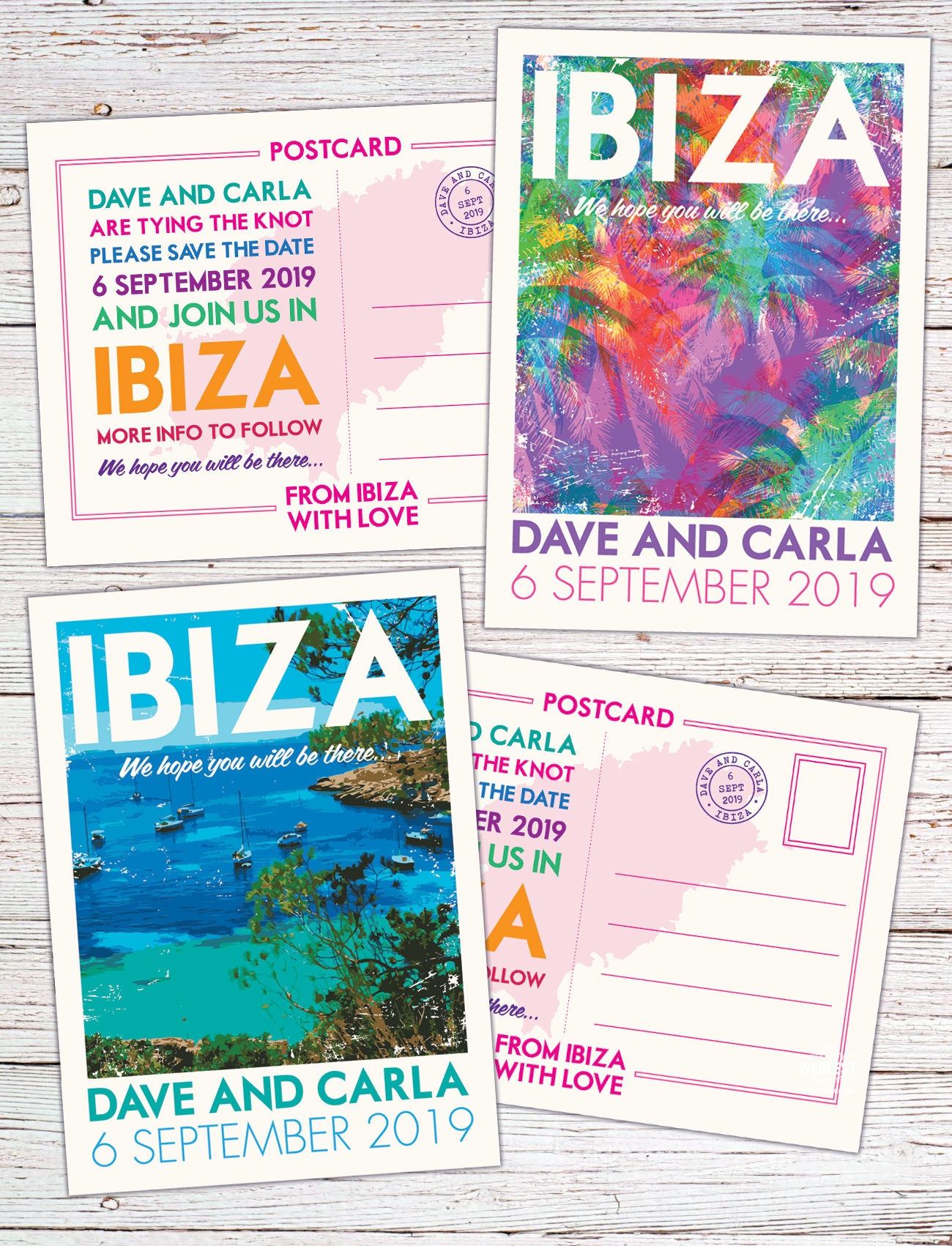 Vintage ibiza posters Wedding save the date invitations