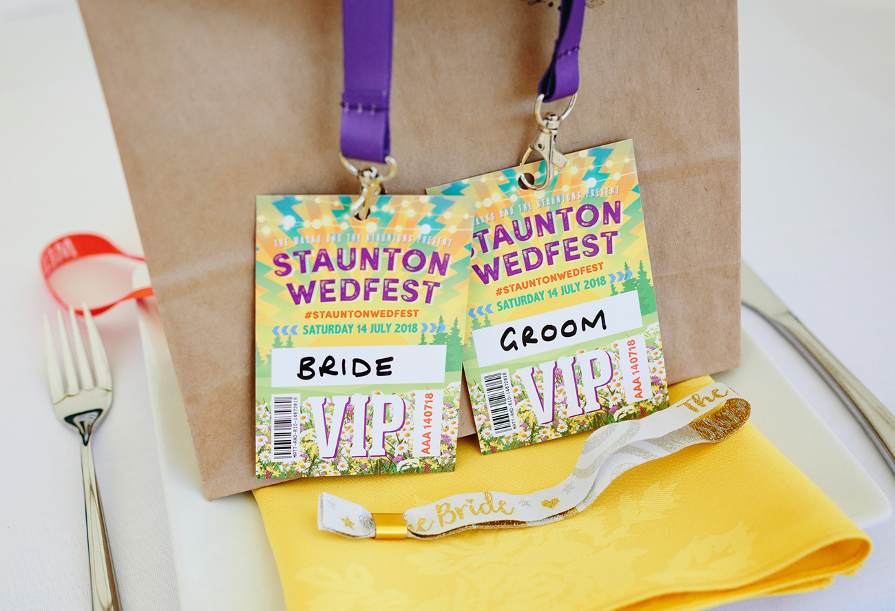 festival wedding bride groom vip pass lanyards