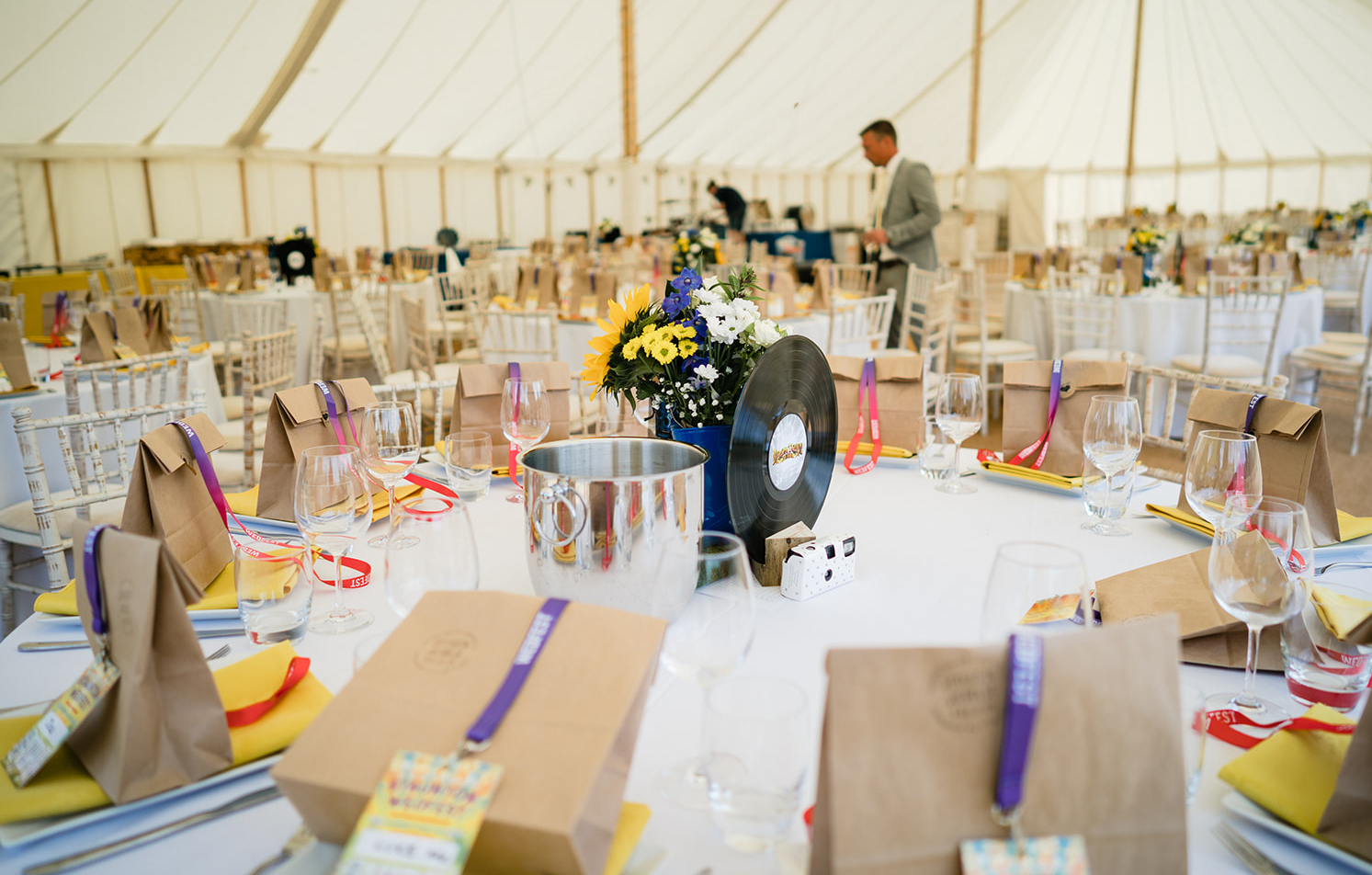 festival wedding table decoration lanyards favours vinyl records