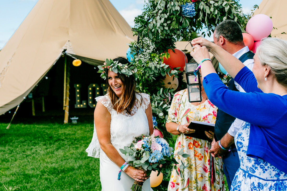 festival wedding tipi flower arch wristbands wedfest