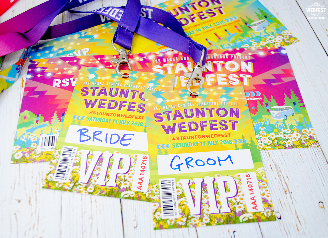 festival wedding vip programme lanyards