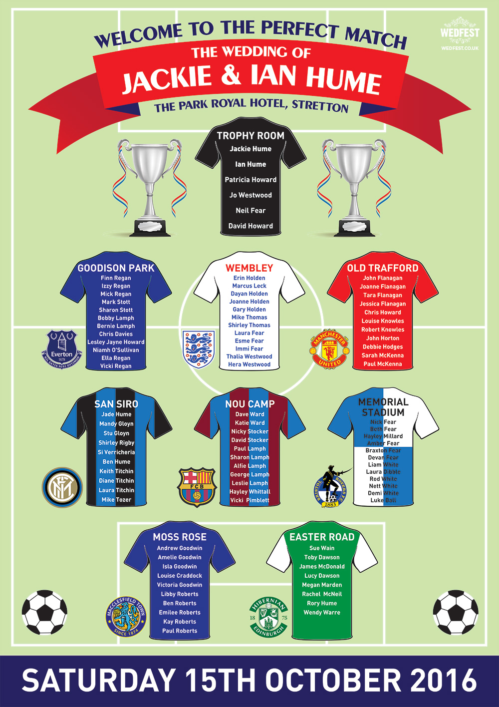 football teams wedding table plan seating chart