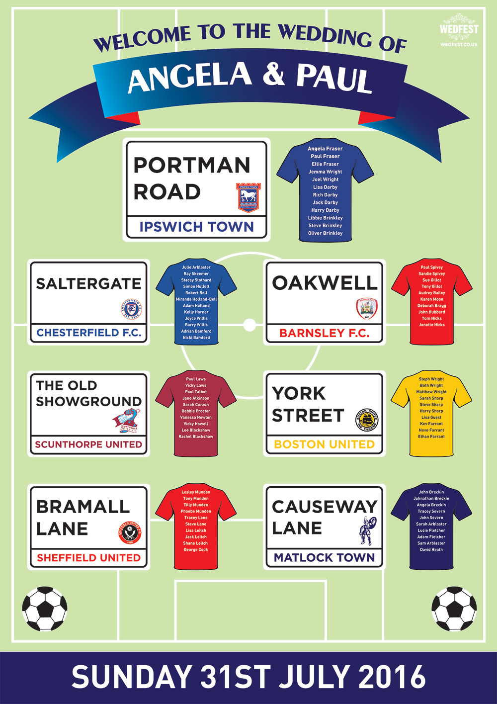 football themed wedding seating table planner