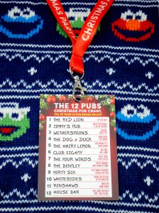 the 12 pubs christmas pub crawl list lanyards