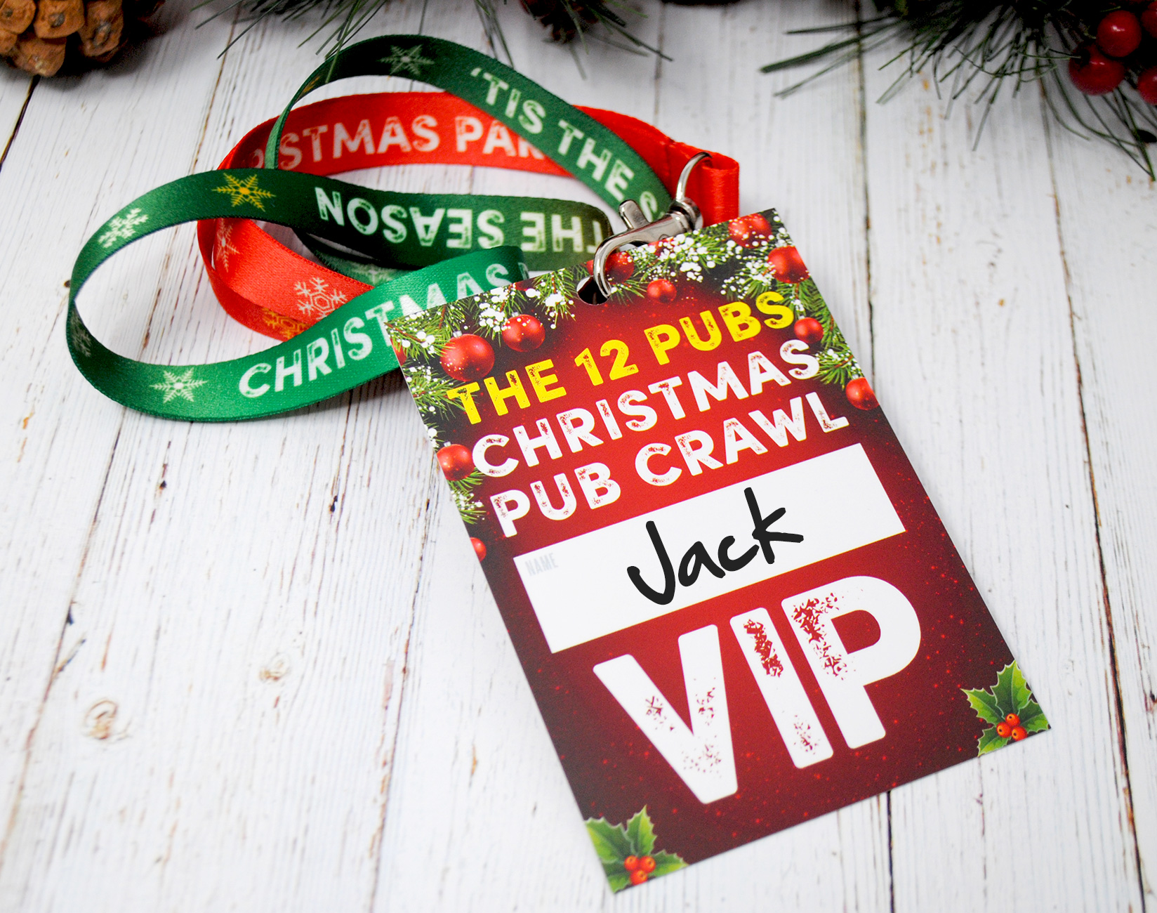 the 12 pubs of christmas vip lanyard guides