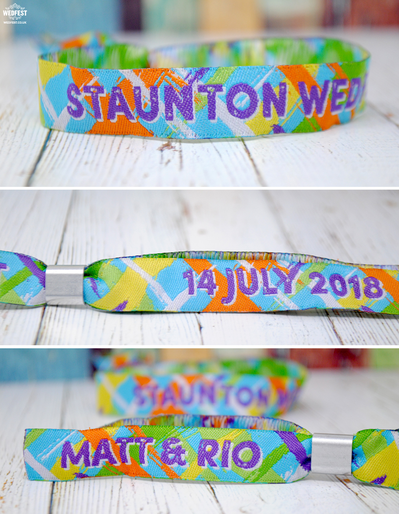 wedfest festival weddings wristbands favours