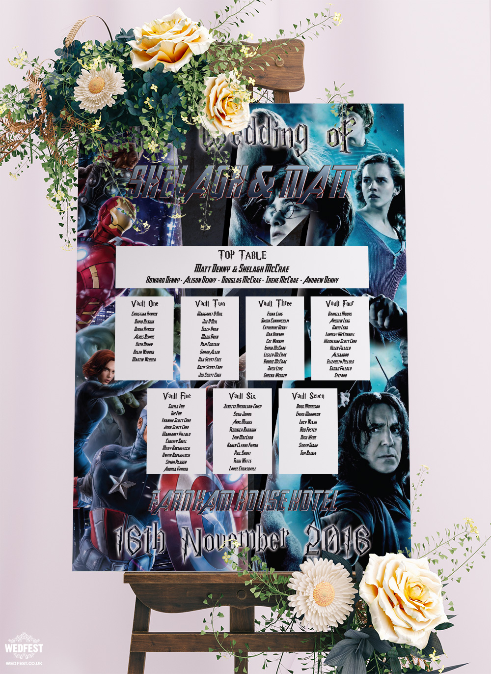 harry potter avengers wedding table planner