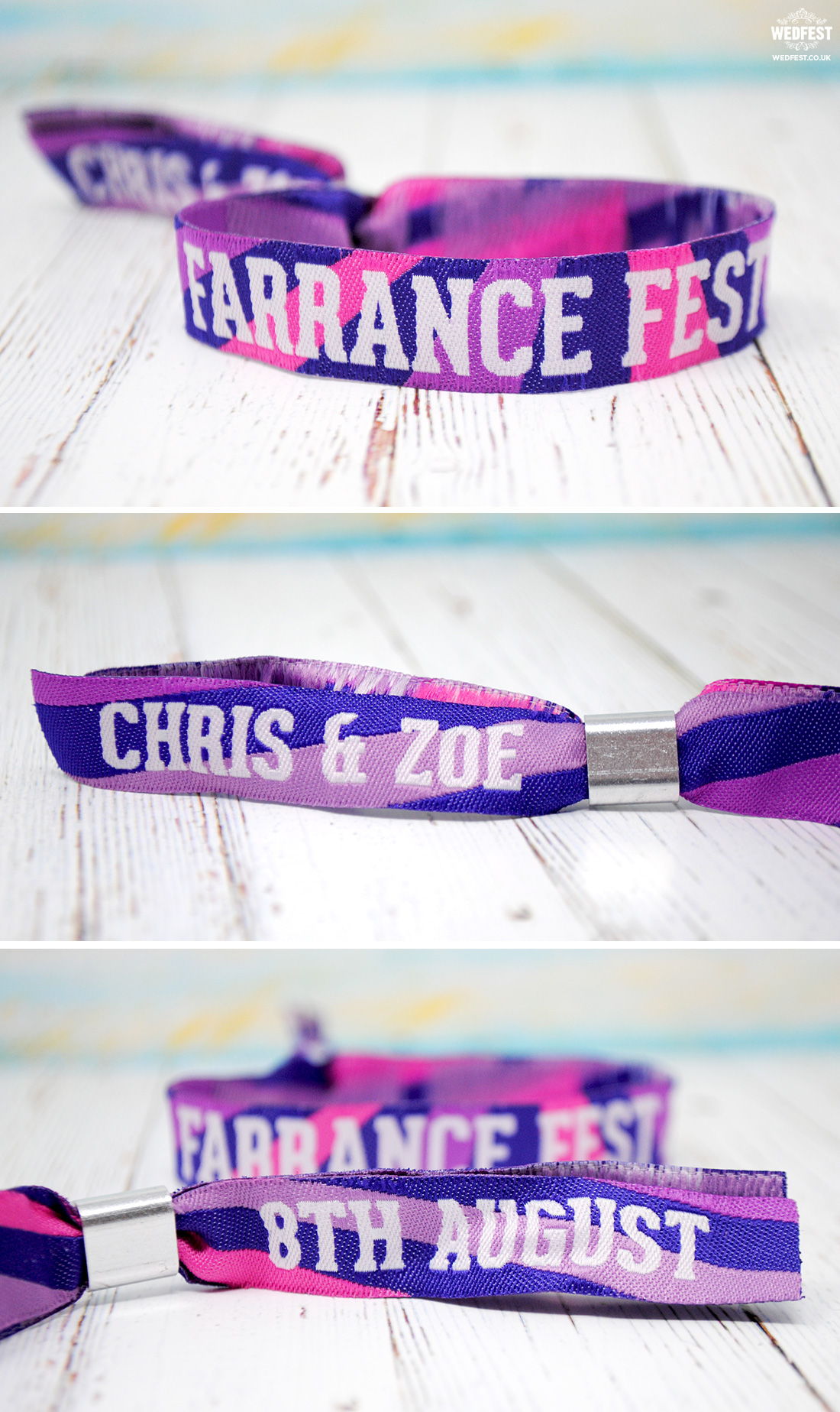 woven fabric festival wedding wristbands