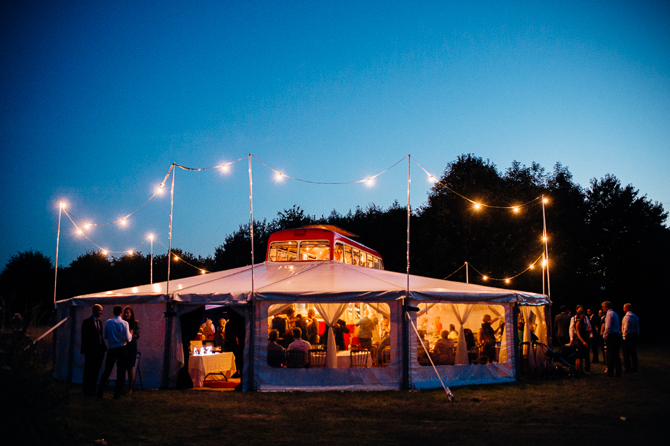 zoe chris festival wedding double decker bus tent