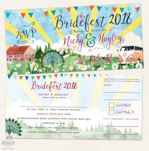 bridesfest watercolour festival wedding invites