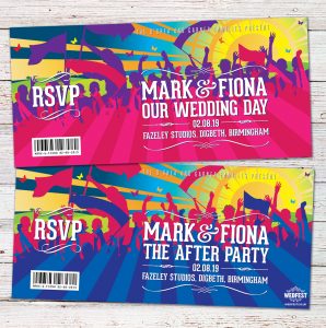 festival concert themed wedding invitations