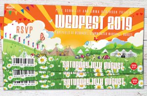 festival wedding partyfield moonacre wedfest wedding invitation