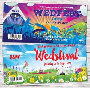 glastonbury theme festival wedding invitations