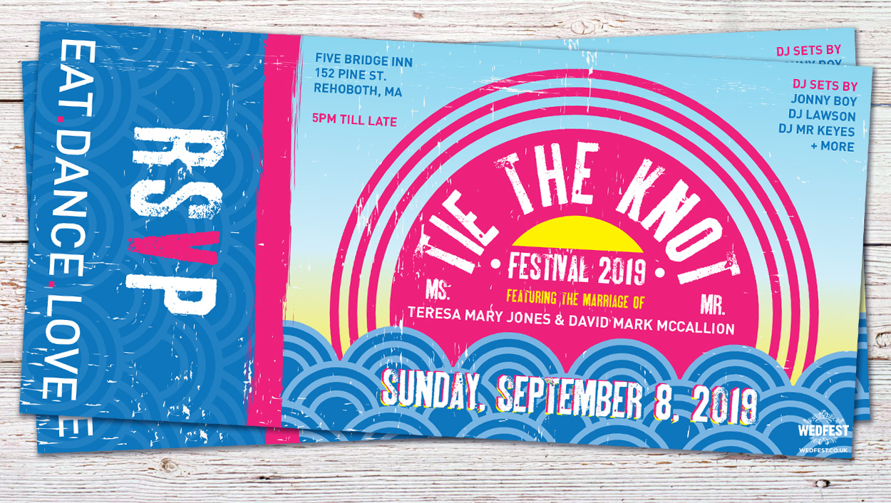 tie the knot festival wedding invitations