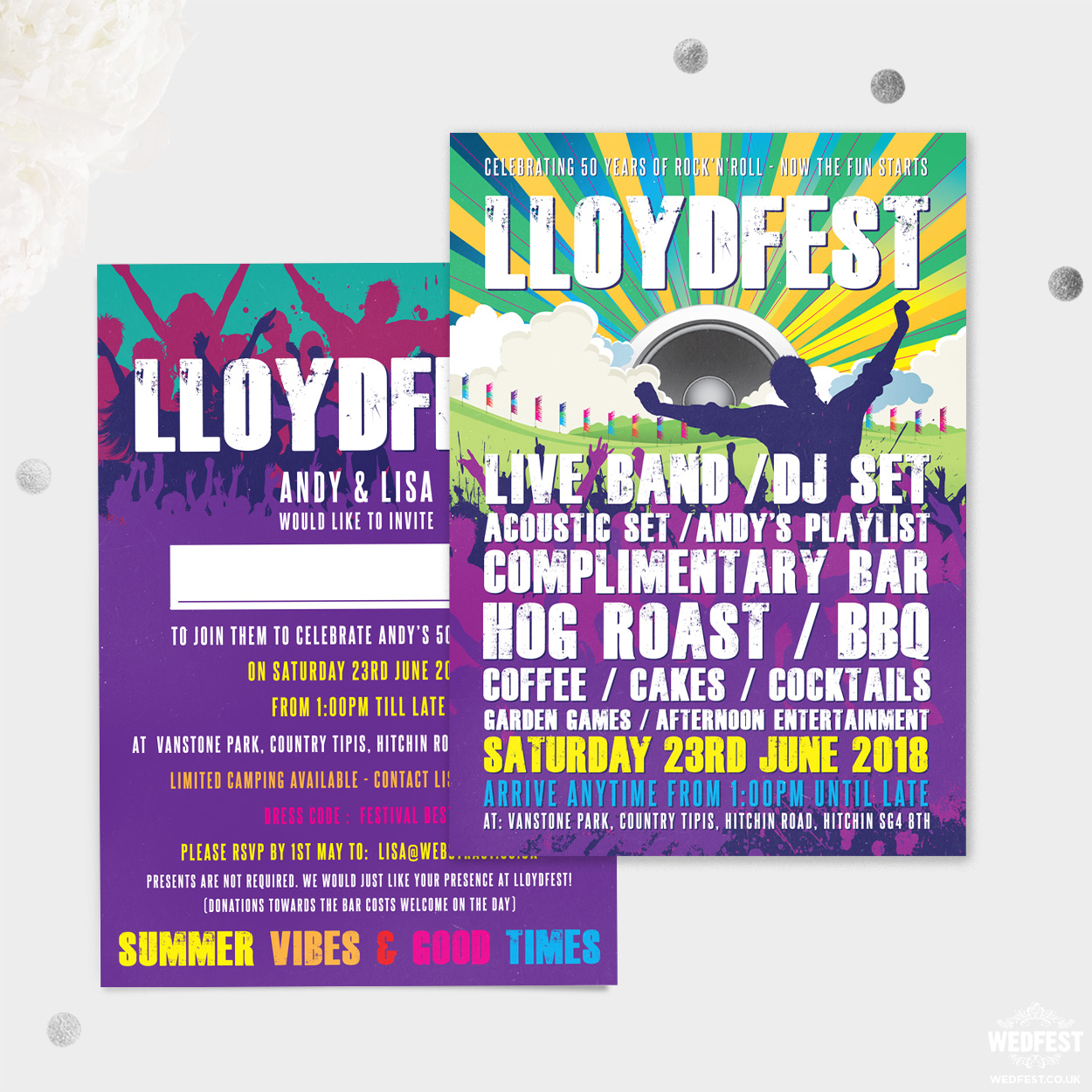 festival line up birthday party invite