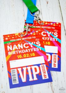 festival themed birthday party invitations vip pass