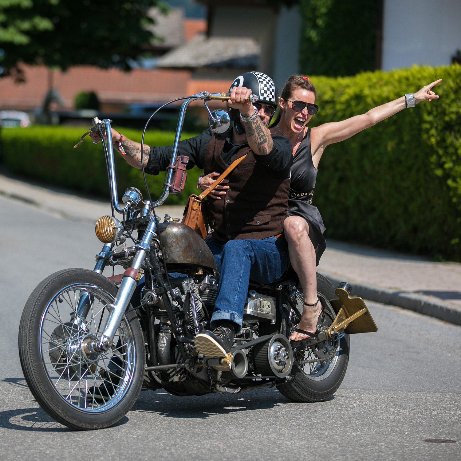 rock n roll bride riding motorcycle