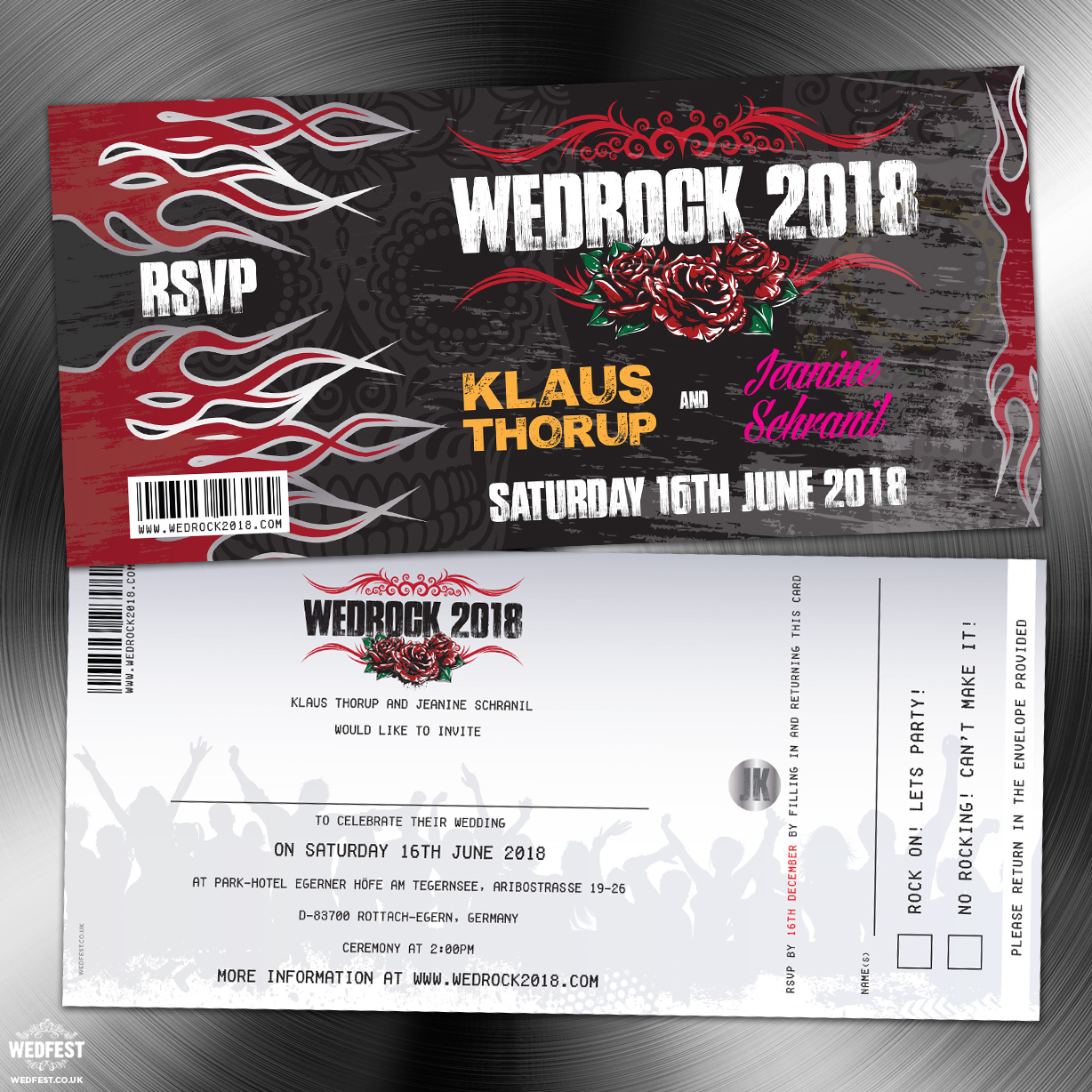 wedrock rock n roll wedding invitations