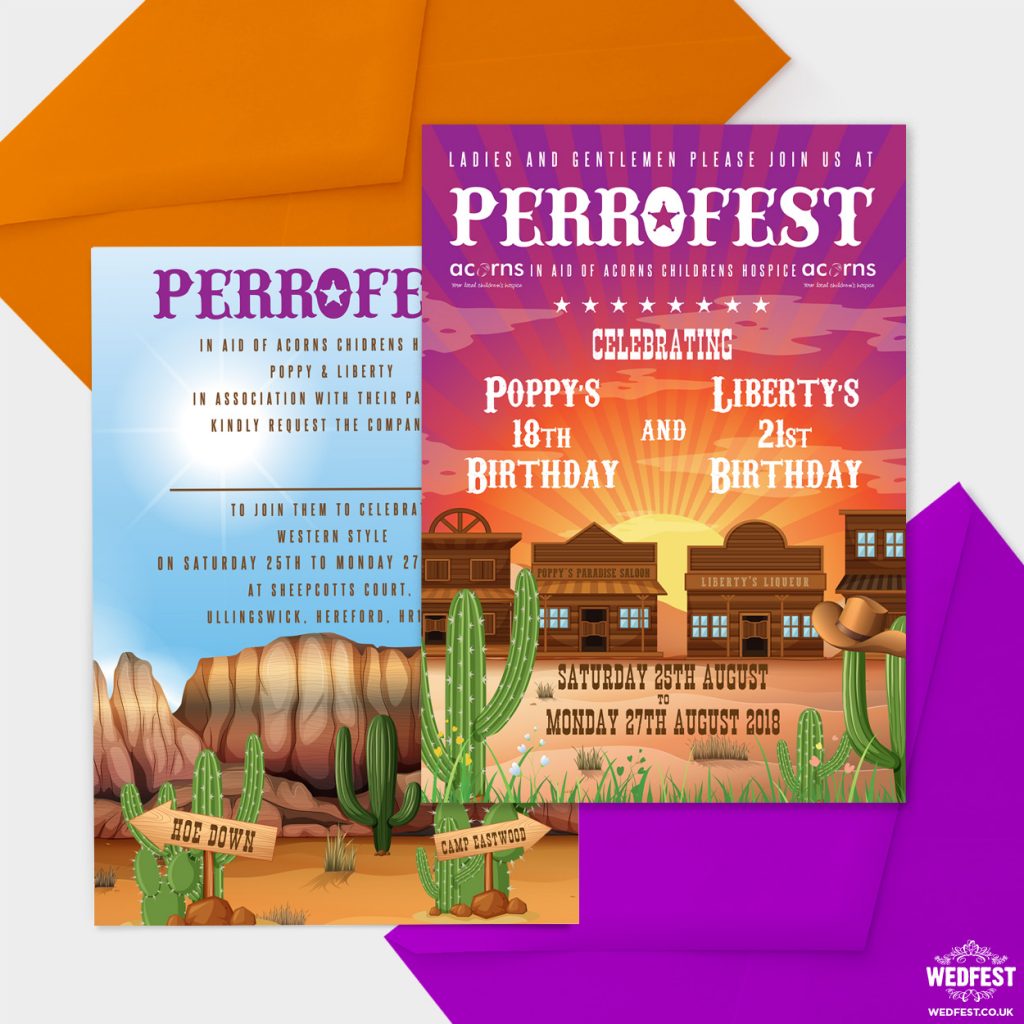 Birthday Party Stationery WEDFEST Festival Themed Wedding Stationery