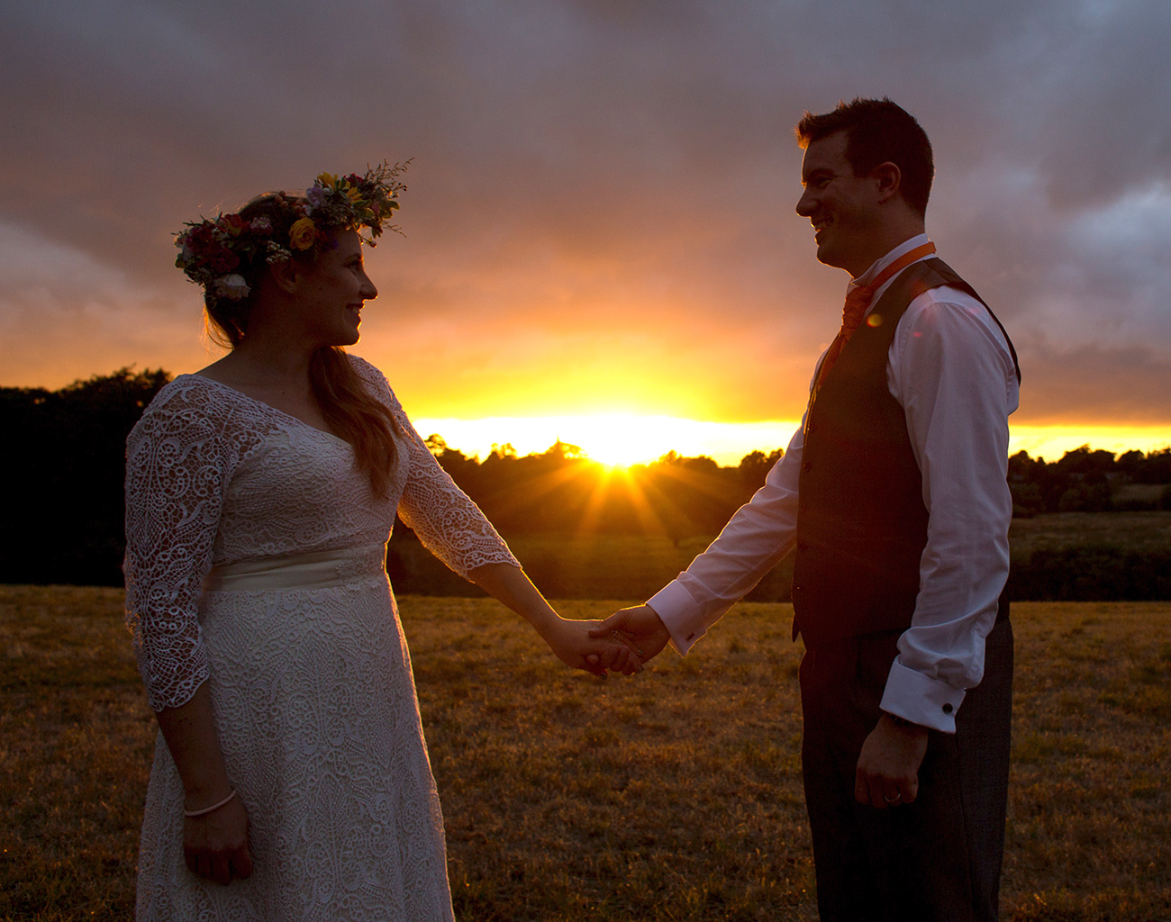 festival wedding sunset bride groom wedfest