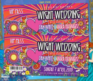 isle of wight festival theme wedding invitations