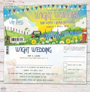 isle of wight festival theme wedding invites
