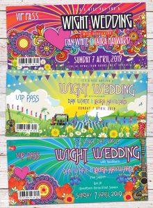 isle of wight festival themed wedding invitations