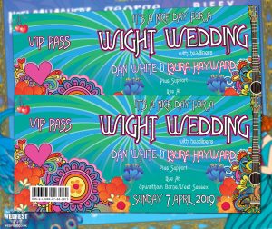 isle of wight festival themed wedding invites