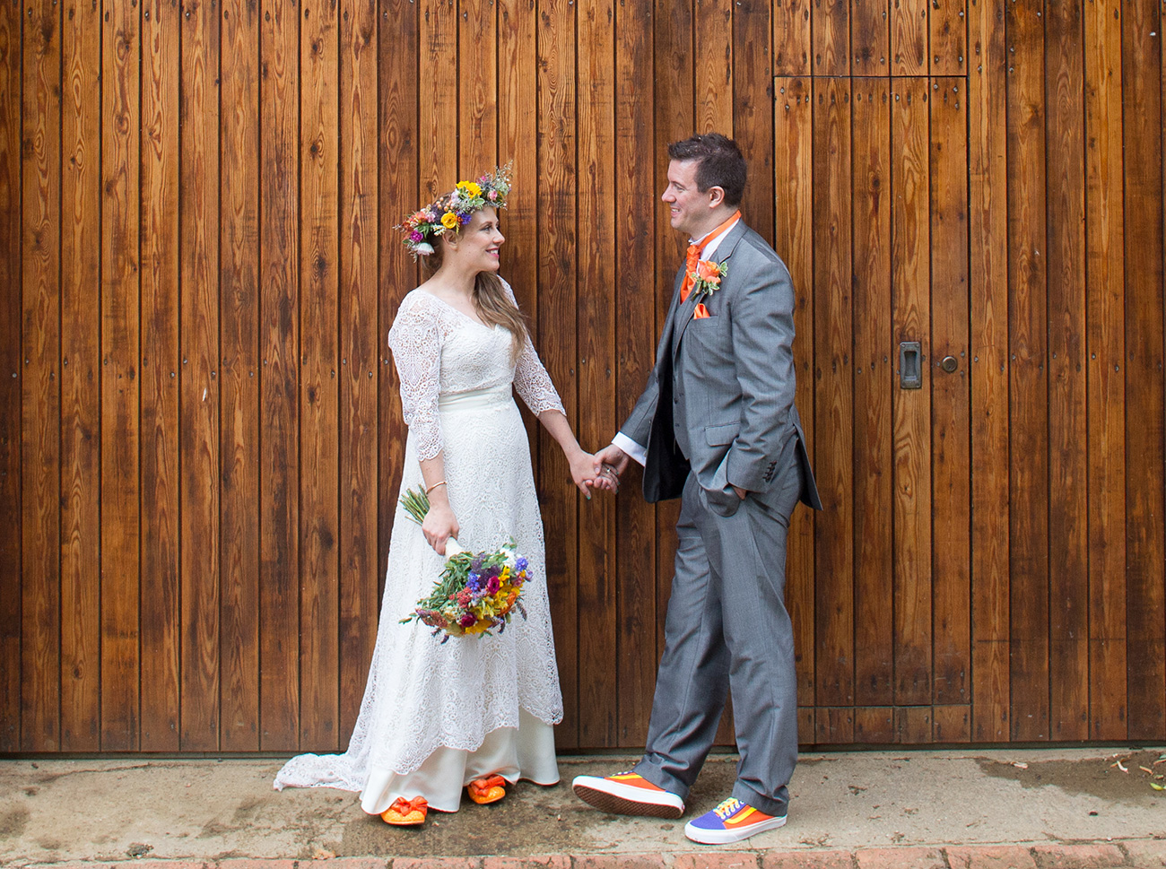 orange shoes theme bride festival wedding
