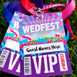 wedfest festival wedding place name lanyards