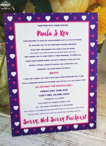swearing fucking wedding invitations