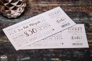 festival ticket bat mitzvah invitations