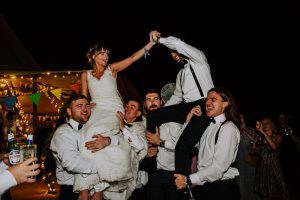 festival wedding bride and groom