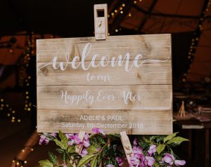 festival wedding welcome sign