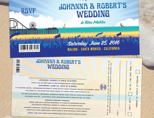 Malibu Beach / Santa Monica Pier, California, Wedding Invitations