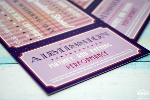 musical theatre admission tickets wedding invitations