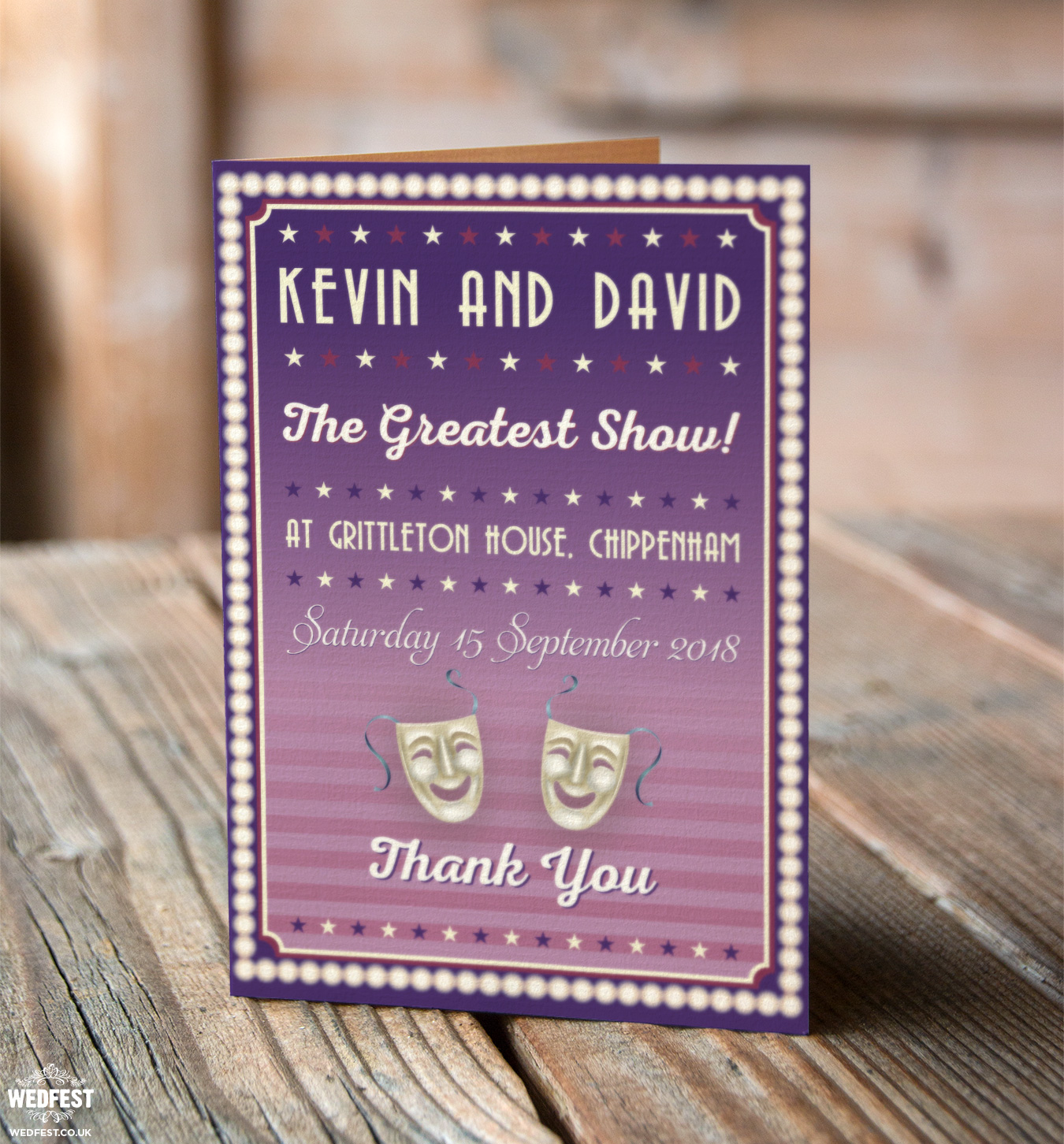 musical theatre theme wedding thank you cards
