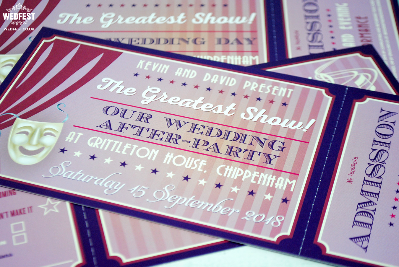 musical theatre ticket theme wedding invitation