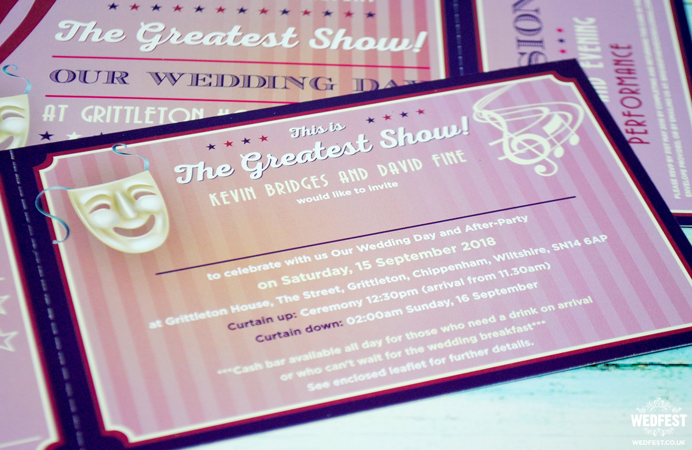 musical theatre ticket wedding invitation