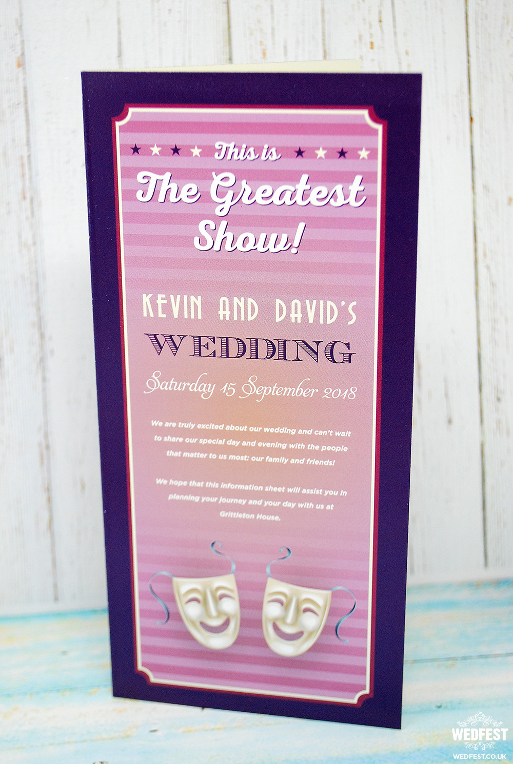 musical theatre wedding programme order of service