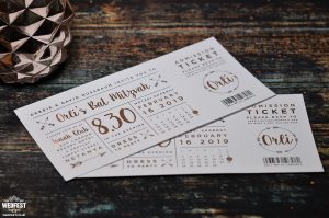 rose gold festival ticket bat mitzvah invitations