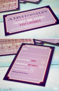 theatre ticket stub wedding invite rsvp card