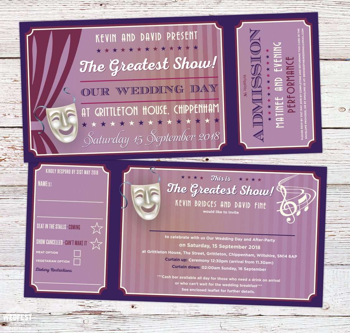 wedfest musical theatre tickets wedding invites