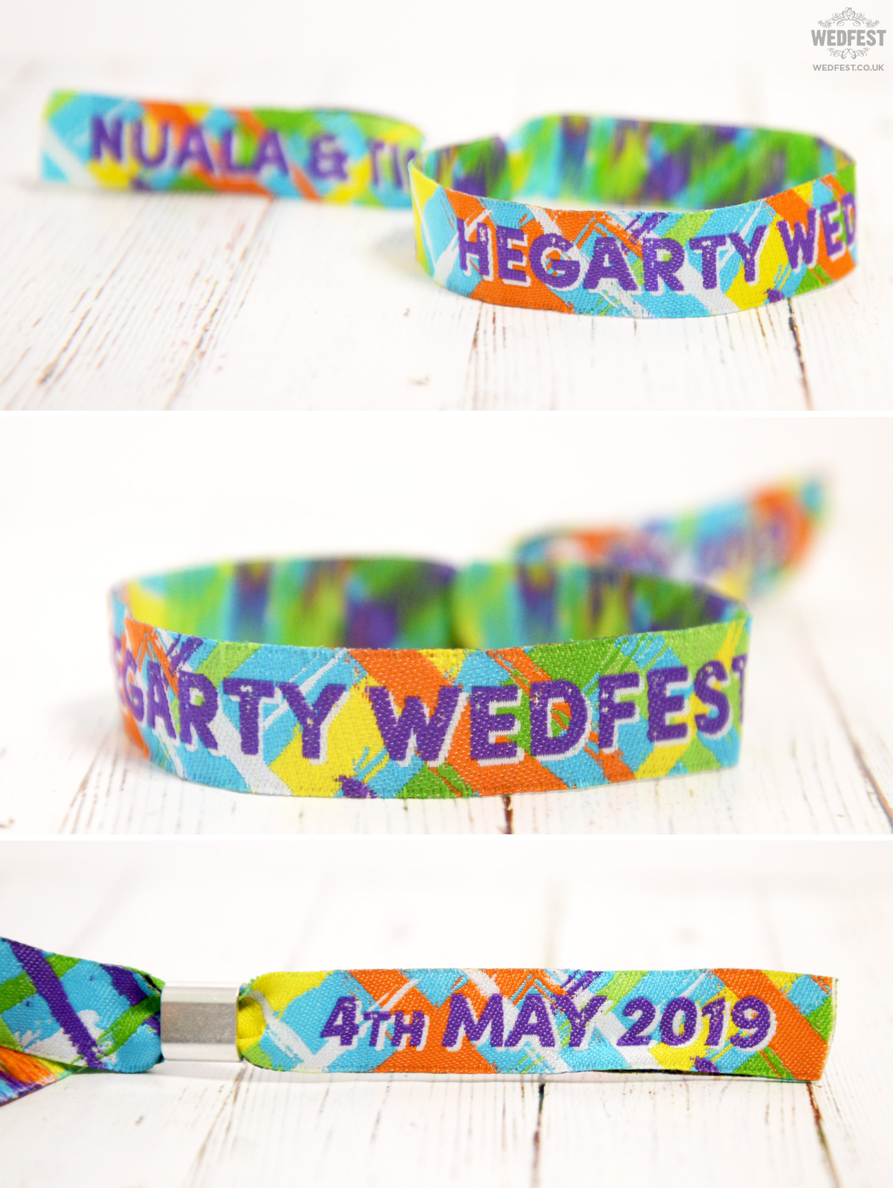 wedfest personalised festival wedding wristband armbands bracelets favours